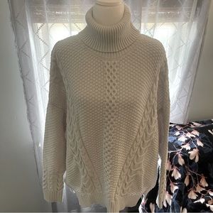 💎A.N.A Cable Knit Turtleneck Sweater - Cream size L